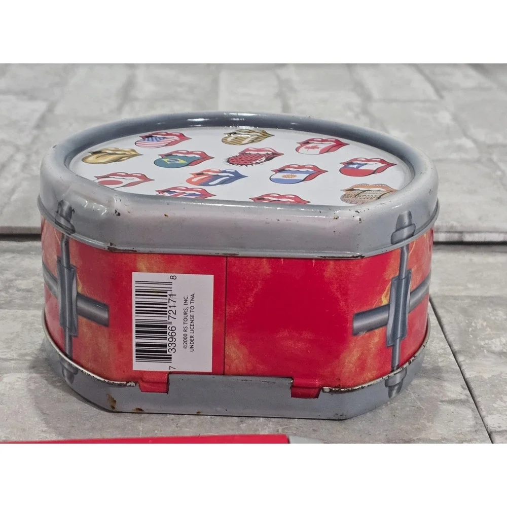 Rolling Stones Drum Lunch Box Tin Tote Vandor Collectible Man Cave She Shed Flaw